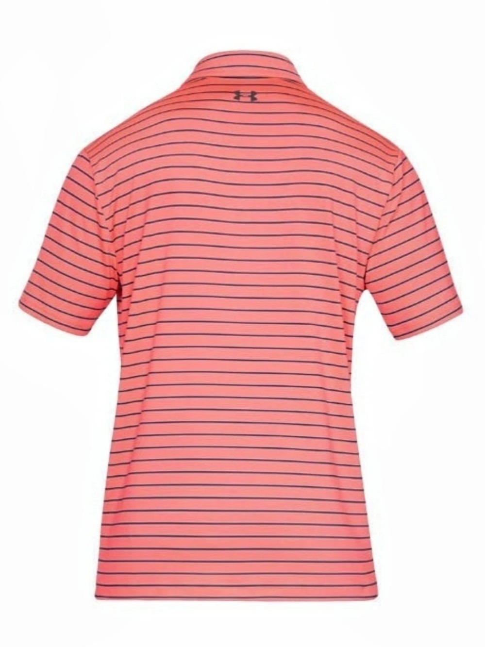 Under Armour Playoff 2.0 Golf Polo Mens Medium Coral Navy Stripe Embroidered